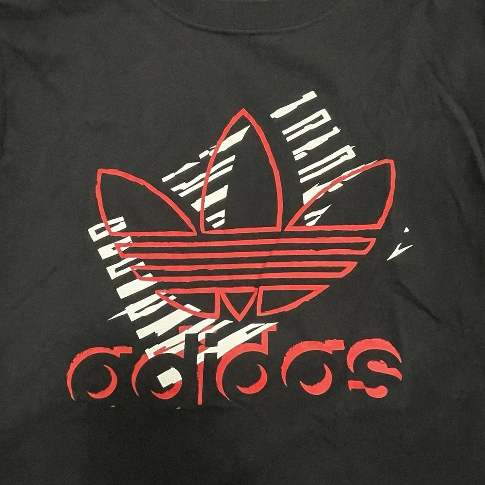 Adidas Originals Trefoil Graphic T-Shirt Black Red White Men's Small 100% Cotton